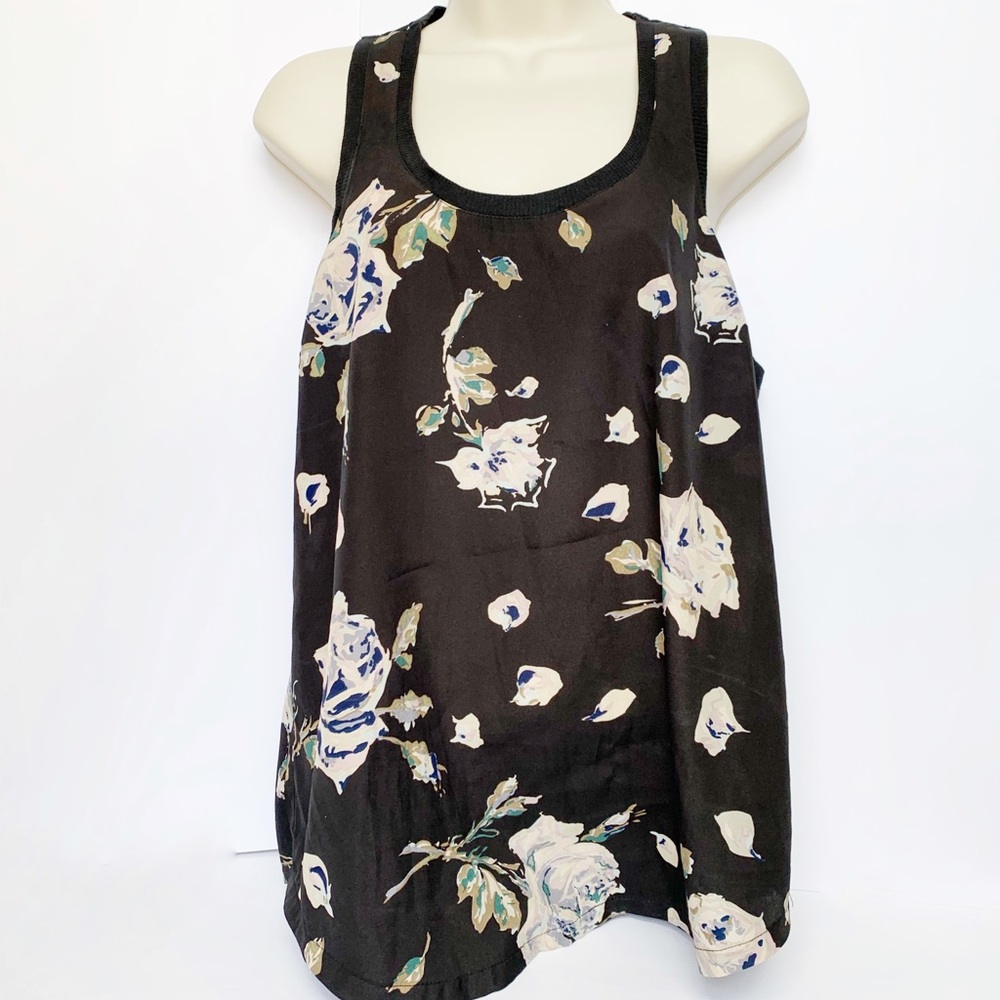 JOIE Silky black floral 💐Racerback Tank